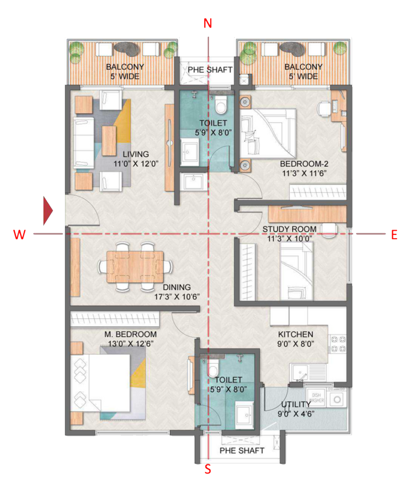 3-BED--TYPE-B(WEST)---1596-SQFT-1
