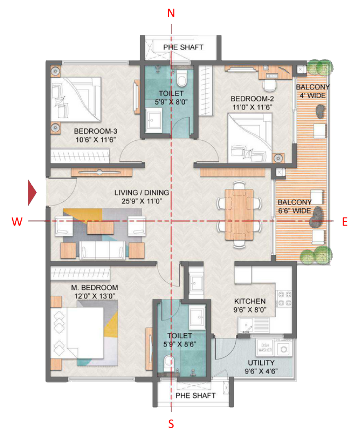 3-BED--TYPE-C(WEST)---1571-SQFT-1