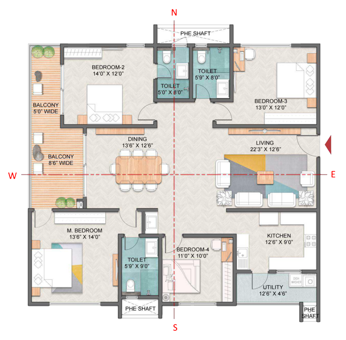 4-BED--TYPE-L(EAST)---2407-SQFT-1