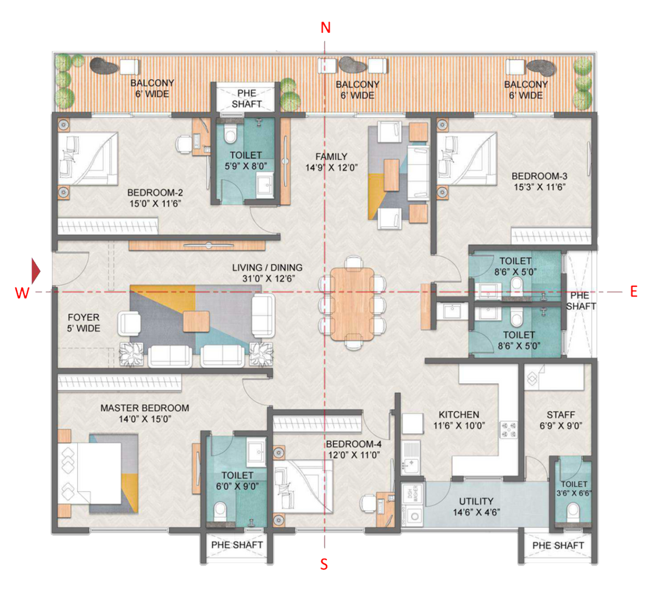 4-BED--TYPE-N-(WEST)---3233-SQFT-1